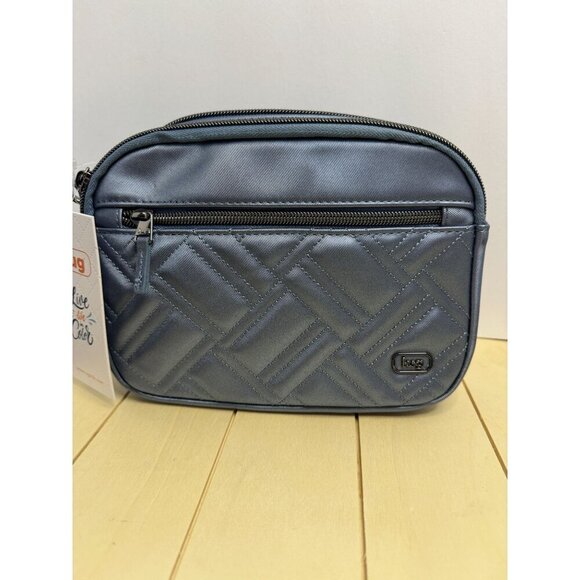 LUG Super Coupe 2 Satin Luxe Convertible Crossbody Bag NWT Metallic Blue Moon - Picture 1 of 9
